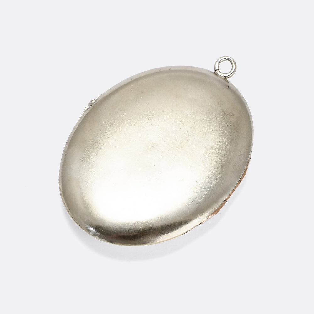 Art Nouveau FD Monogram Silver Locket