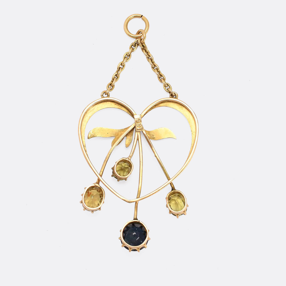 Art Nouveau Sapphire Heart Pendant