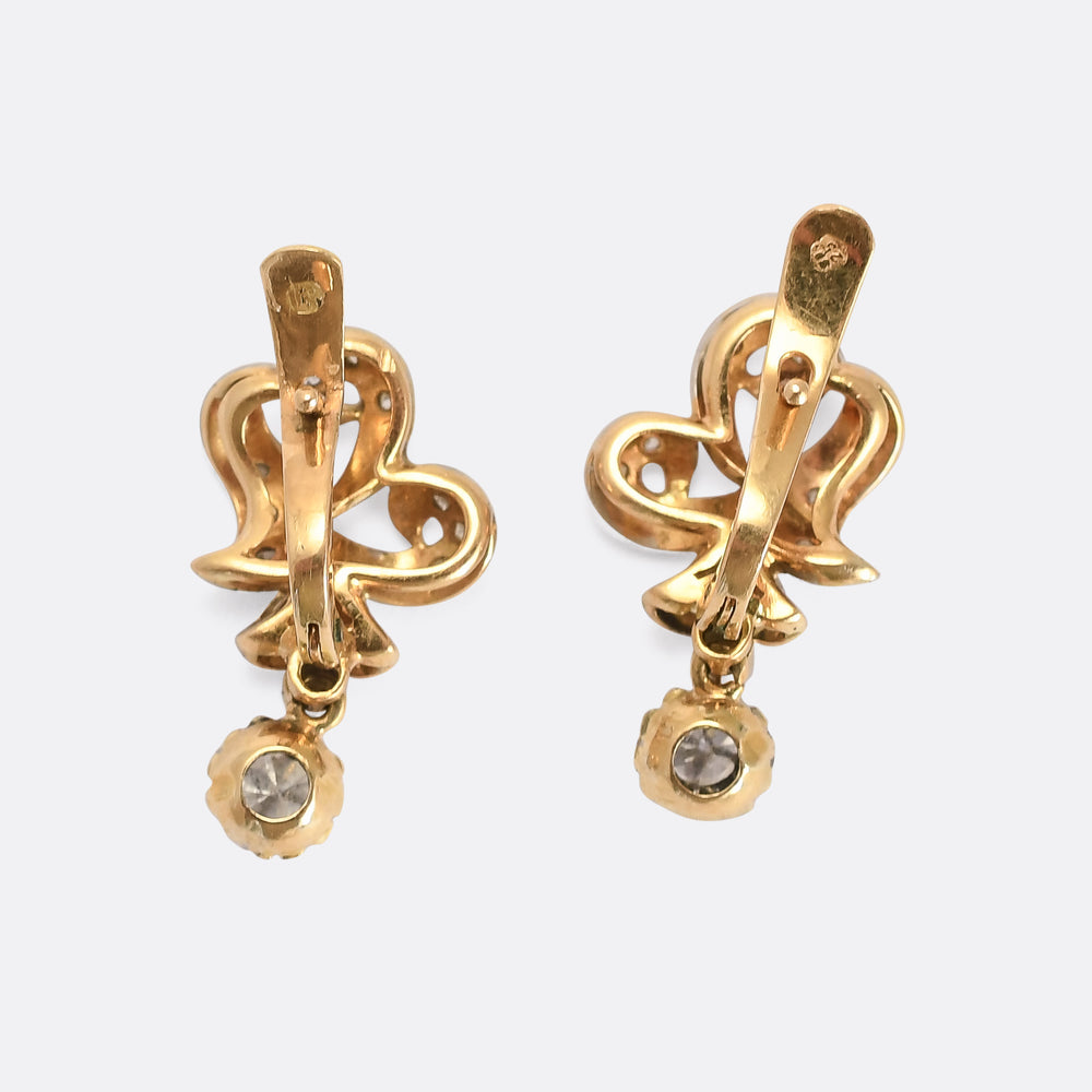Art Nouveau Swirling Diamond Lever-Back Earrings