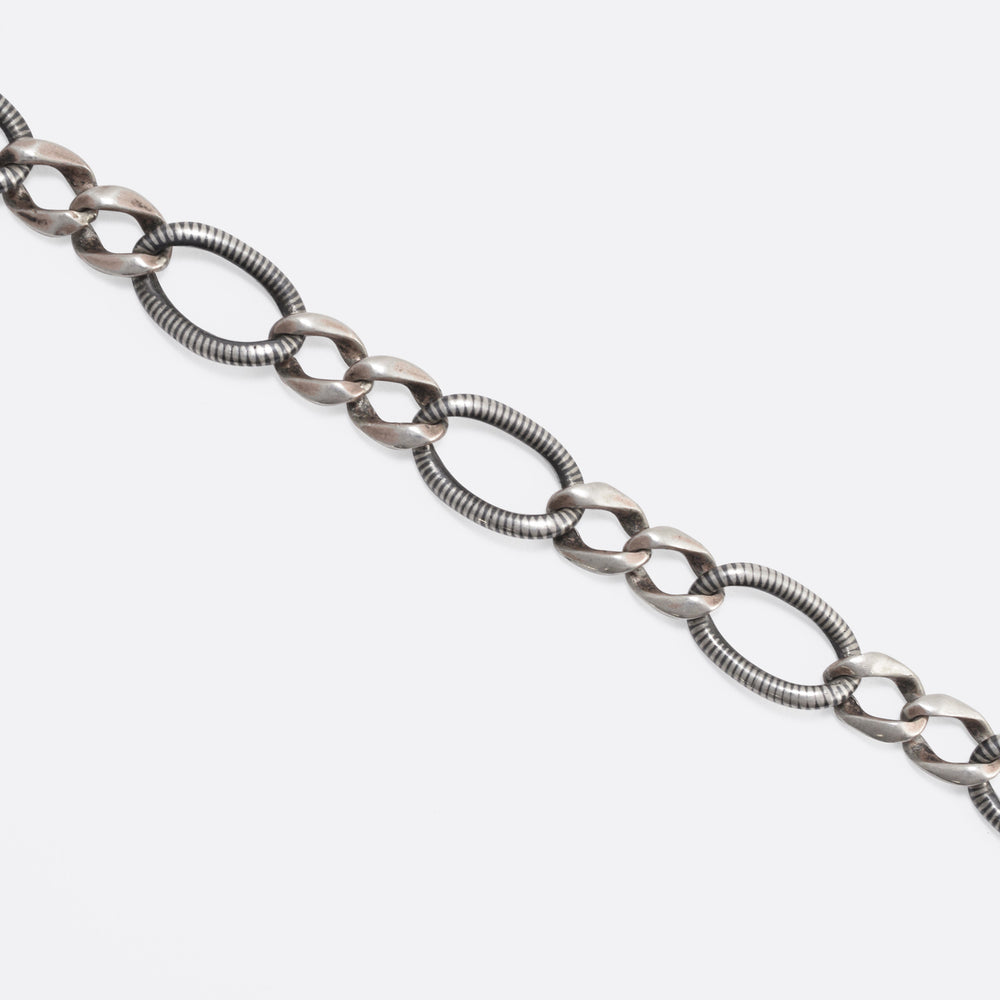 Victorian Niello Silver Curb-Link Chain