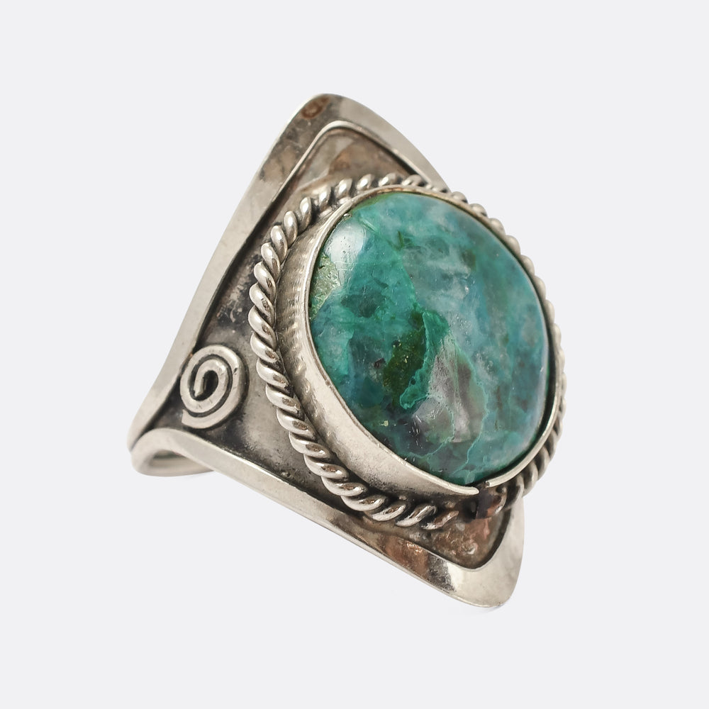 Arts & Crafts Chrysocolla Statement Ring