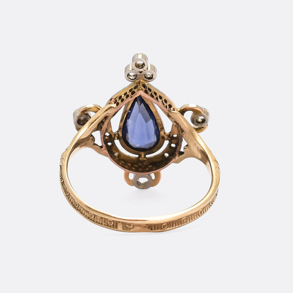 Belle Époque Sapphire & Diamond Cluster Ring