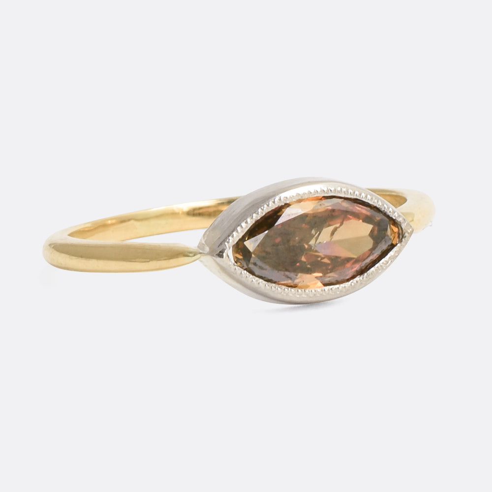 Bespoke .81ct Marquise Cognac Diamond Ring