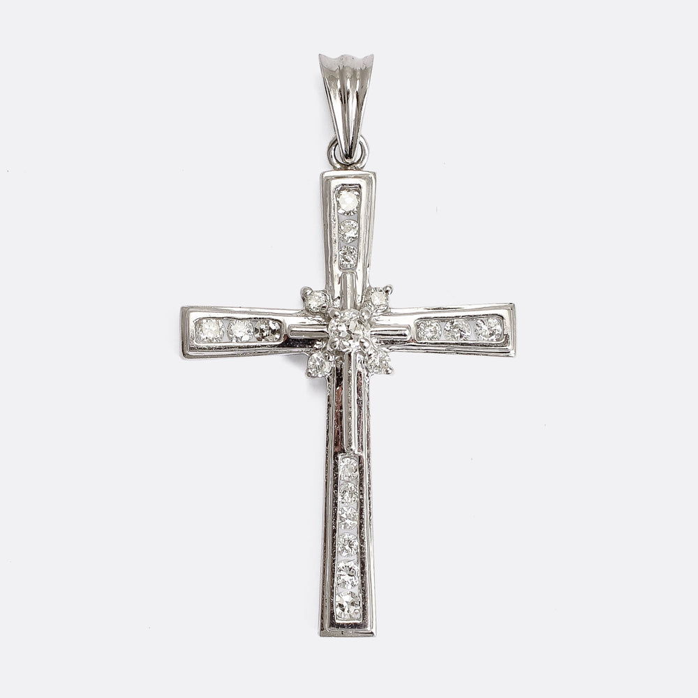 Contemporary Diamond Cross Pendant