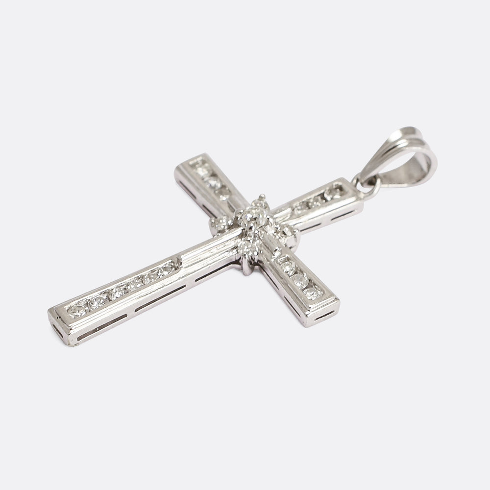 Contemporary Diamond Cross Pendant