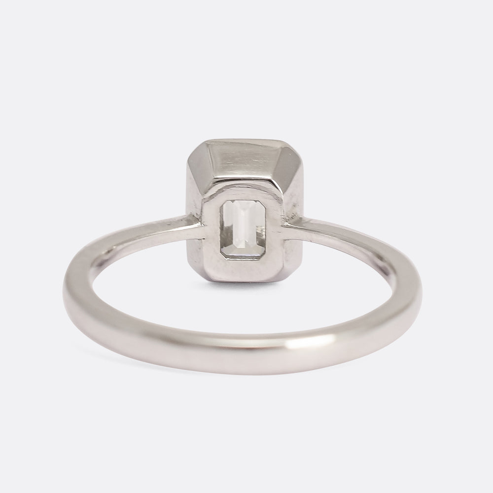 Contemporary GIA 1.02ct Emerald Cut Diamond Solitaire Ring