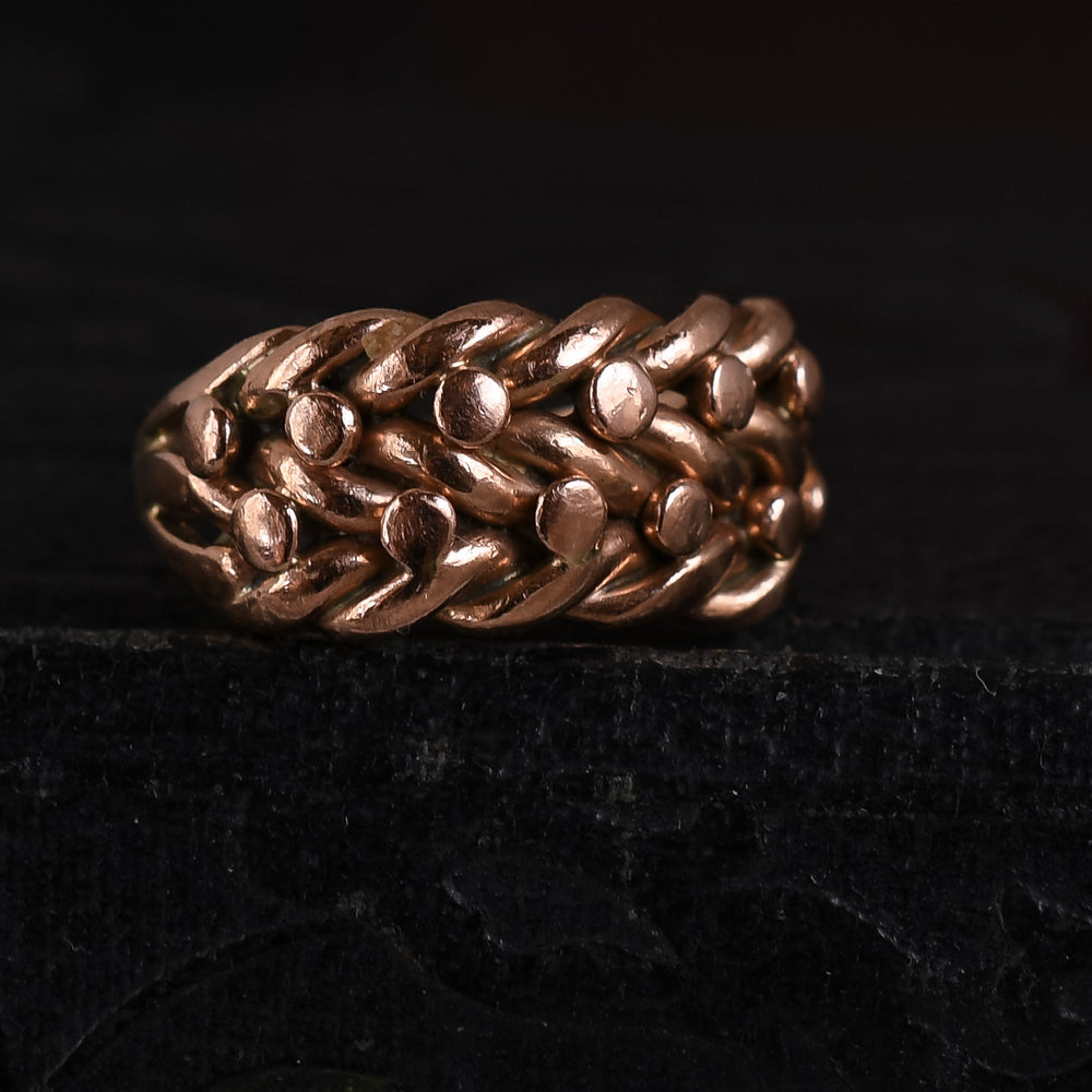 Edwardian Braided Rose Gold Keeper Ring