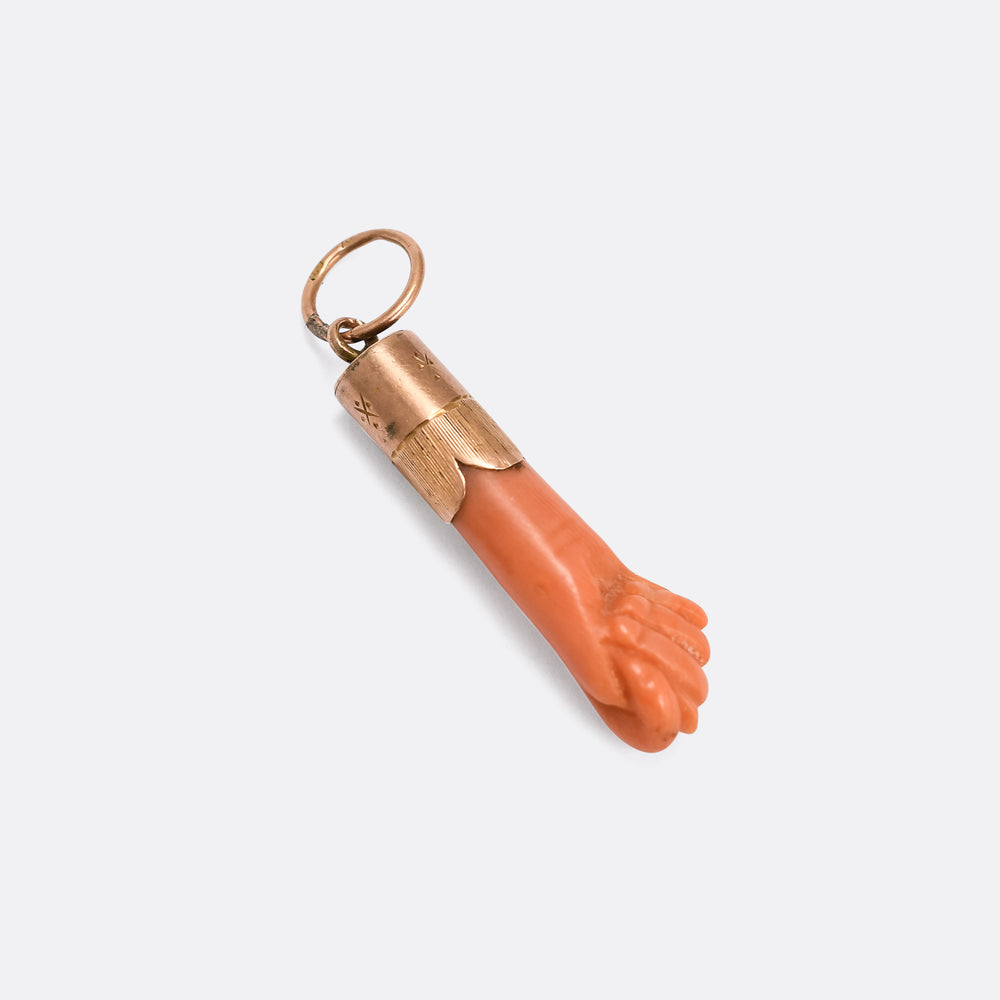 Early Victorian Coral Manu Fica Pendant