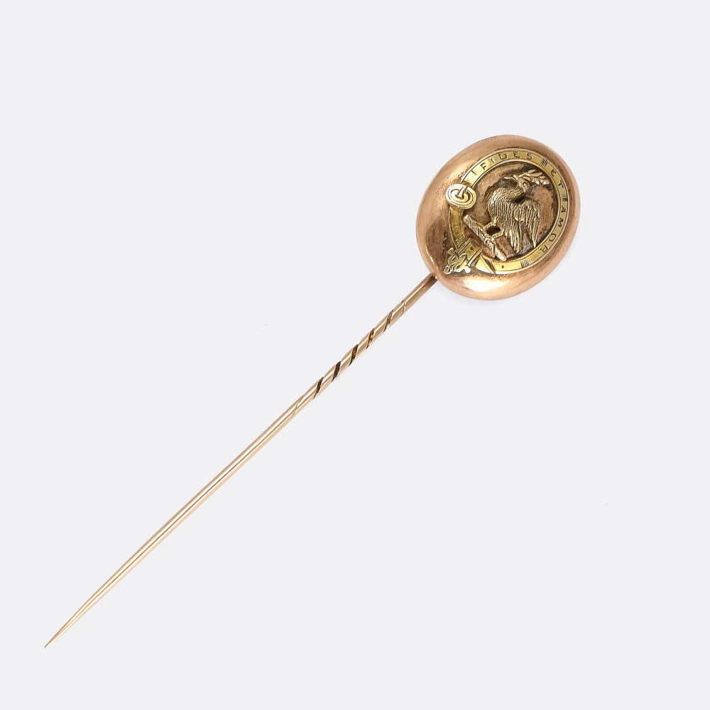 Early Victorian Fides Et Amor Peace Dove Stick Pin