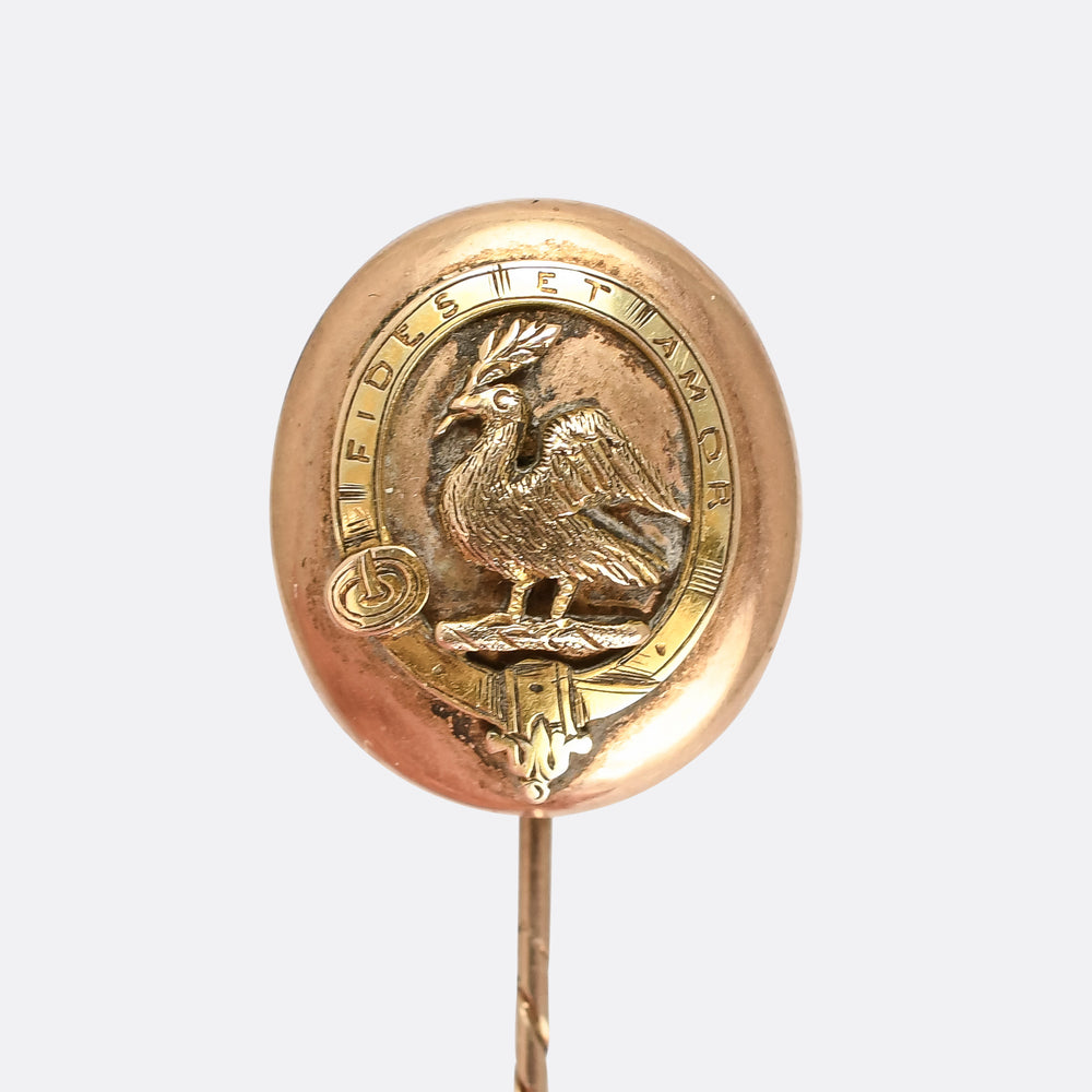 Early Victorian Fides Et Amor Peace Dove Stick Pin