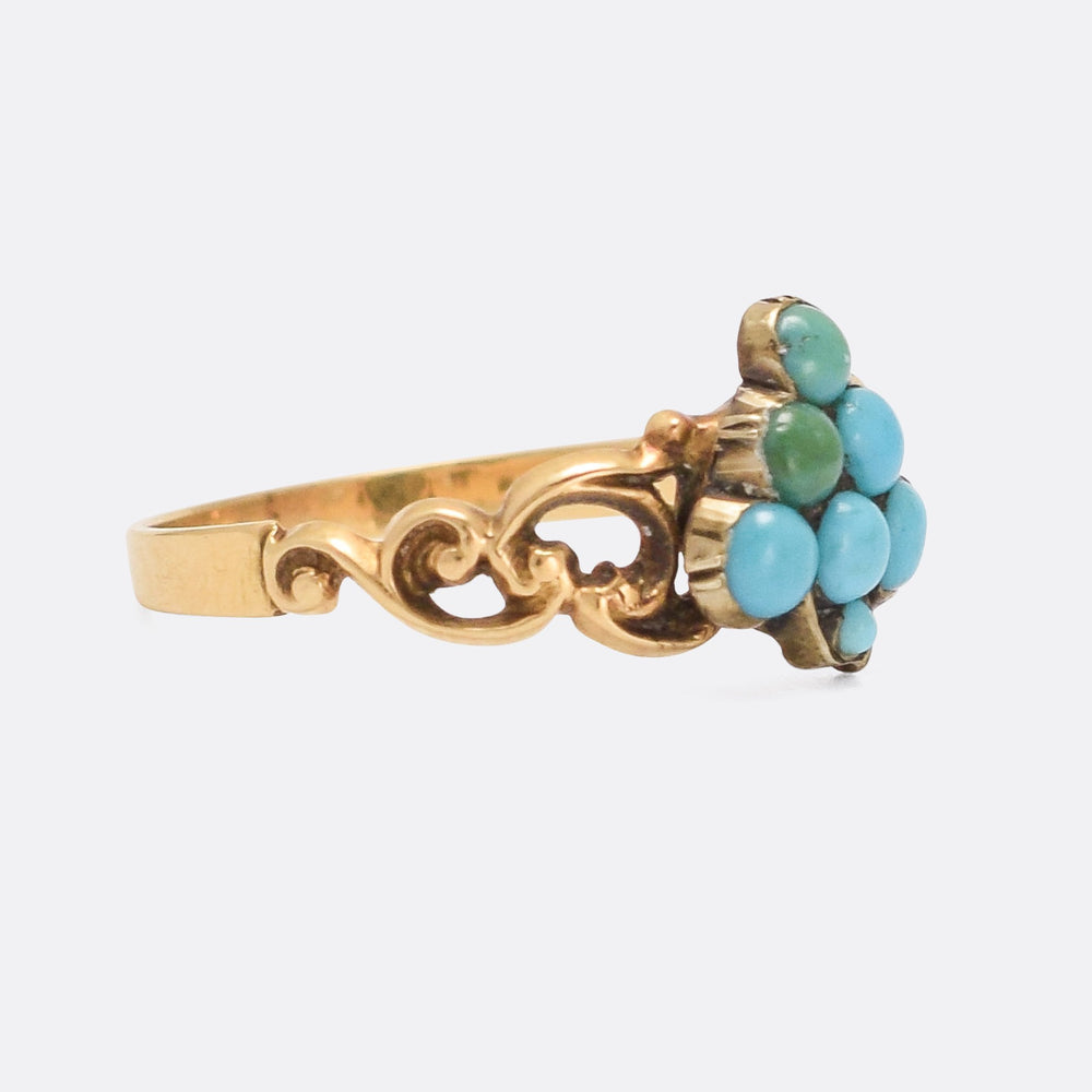 Early Victorian Turquoise Grape Bunch Ring