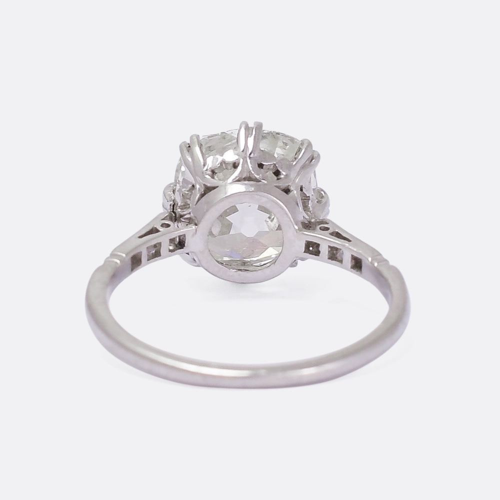 Edwardian 4.20ct Cushion Cut Diamond Engagement Ring