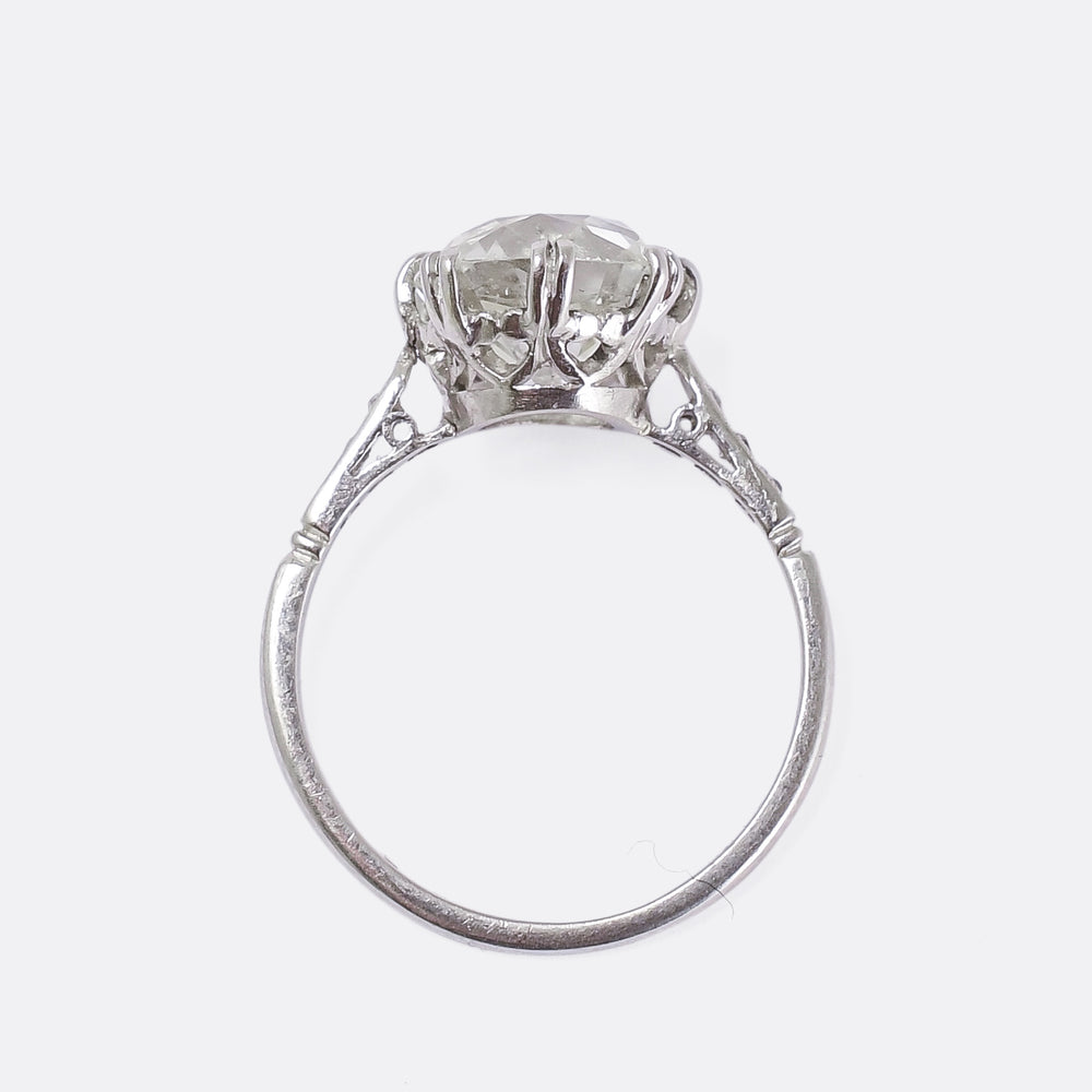 Edwardian 4.20ct Cushion Cut Diamond Engagement Ring