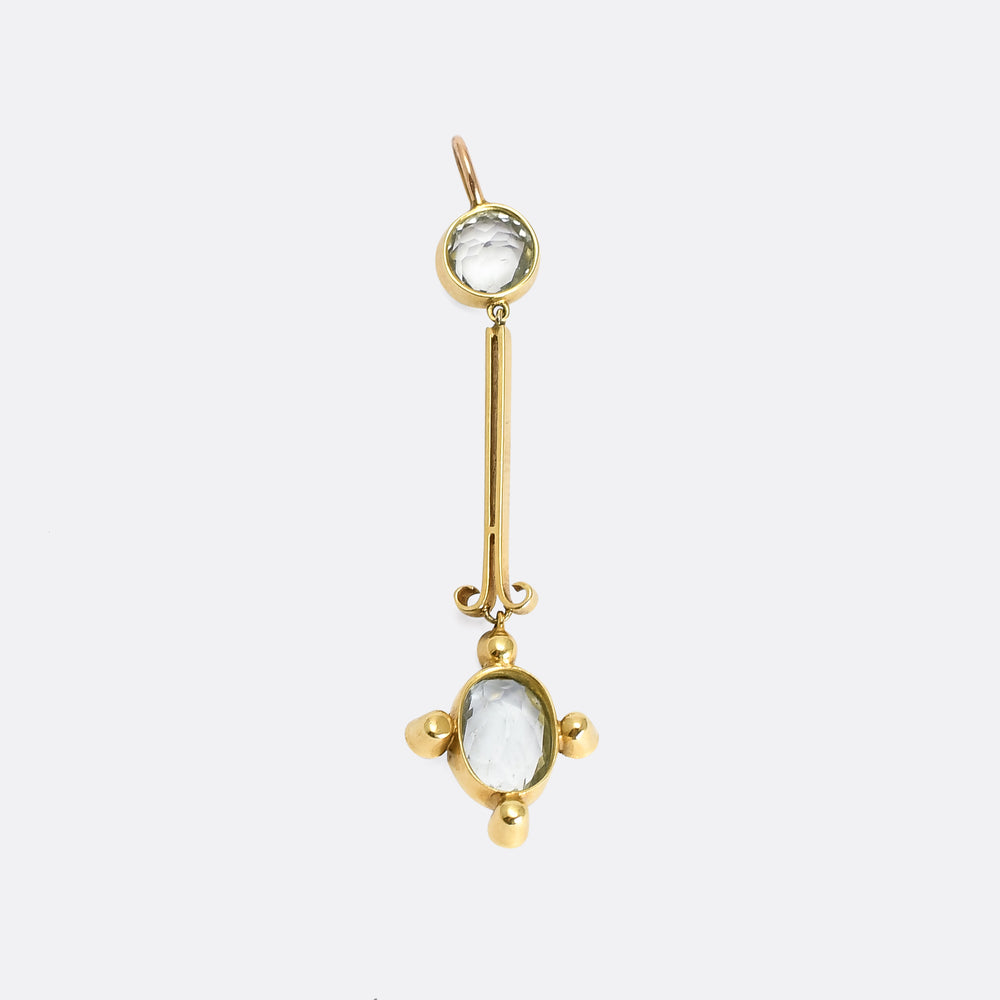 Edwardian Aquamarine & Pearl Bar Pendant