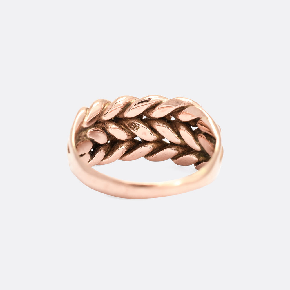 Edwardian Braided Rose Gold Keeper Ring Butter Lane Antiques