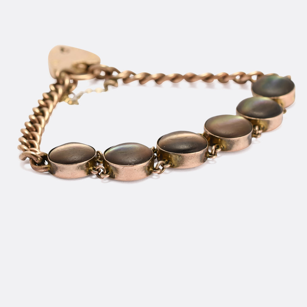 Edwardian Chatoyant Seashell Curblink Bracelet