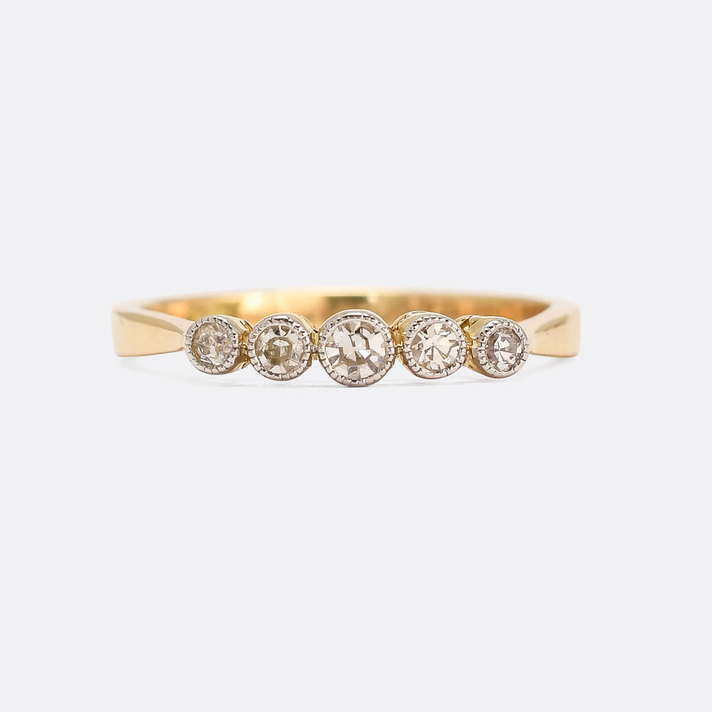 Edwardian Diamond 5-Stone Bezel Ring