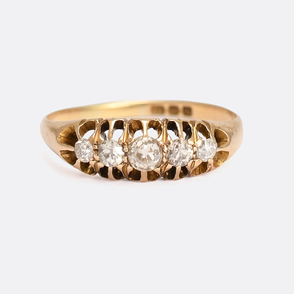 Edwardian Diamond 5-Stone Gypsy Ring