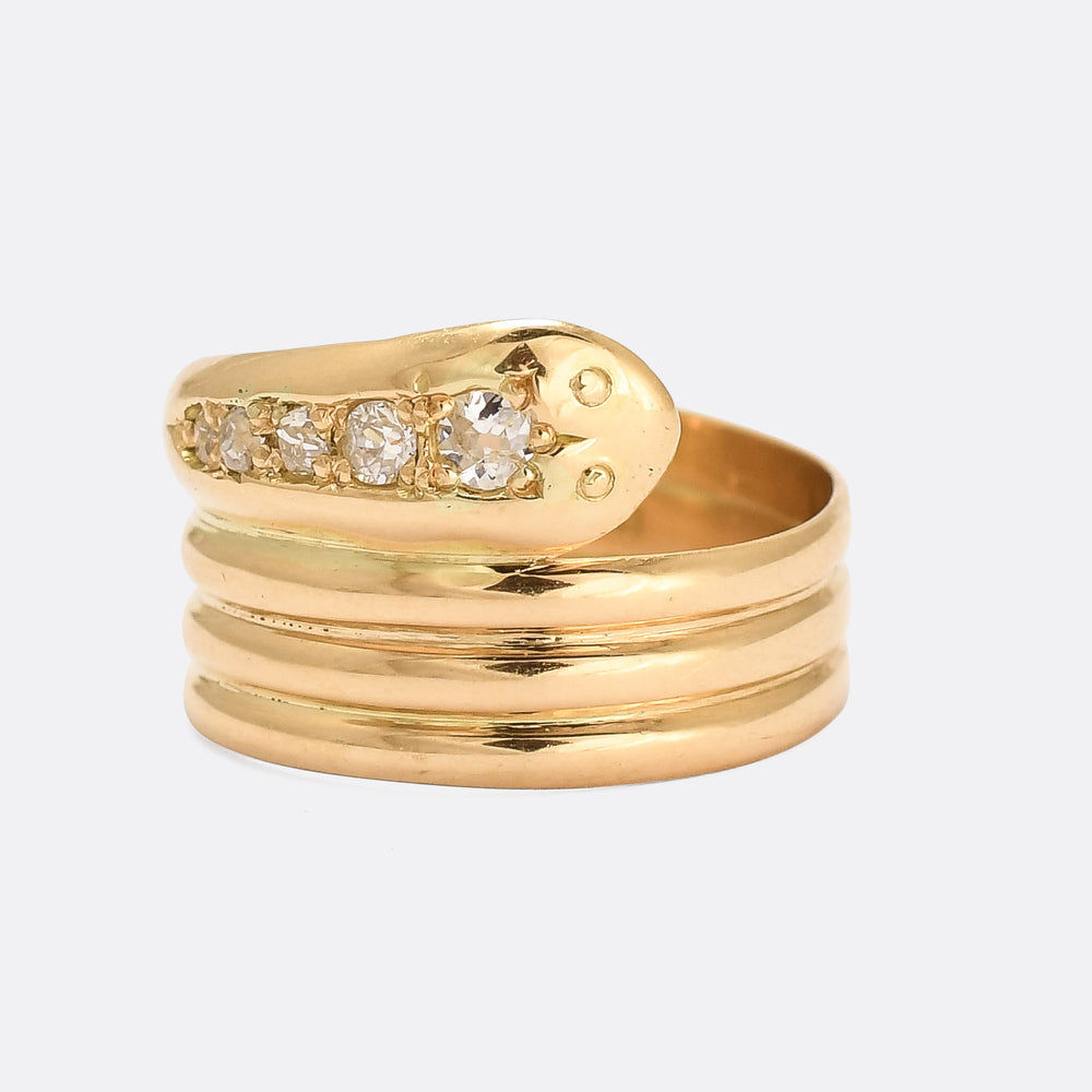Edwardian Diamond Coiled Snake Ring