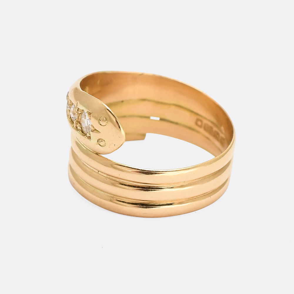 Edwardian Diamond Coiled Snake Ring