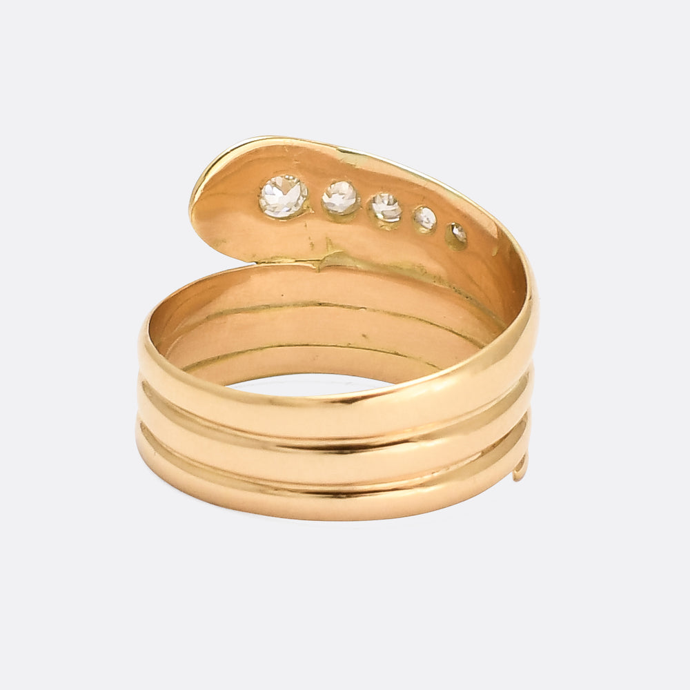 Edwardian Diamond Coiled Snake Ring