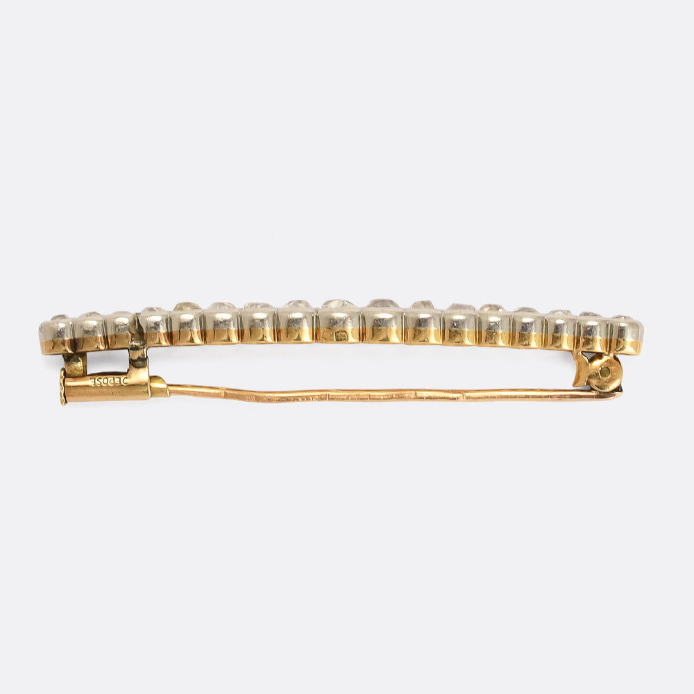 Edwardian Graduated Bezel Set Diamond Bar Brooch
