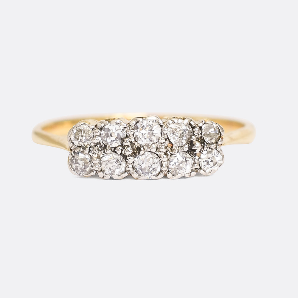 Edwardian Old Cut Diamond Double Row Ring