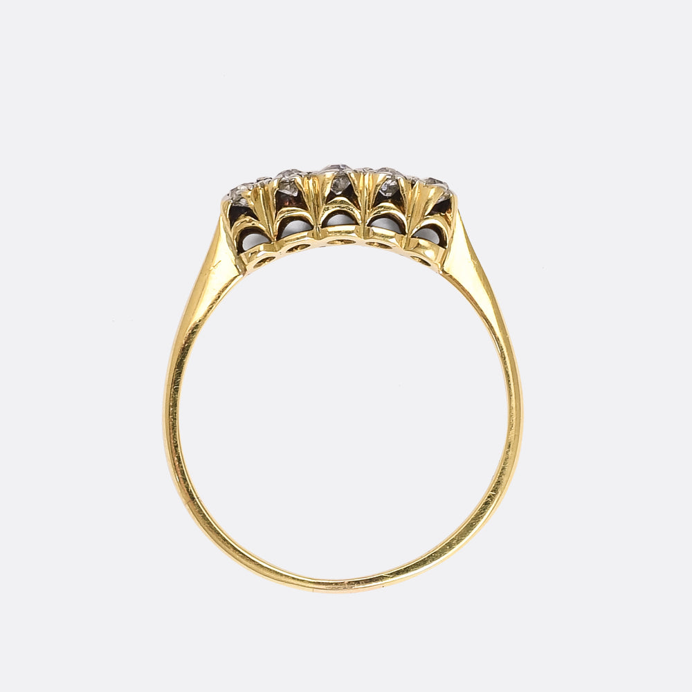 Edwardian Old Cut Diamond Double Row Ring