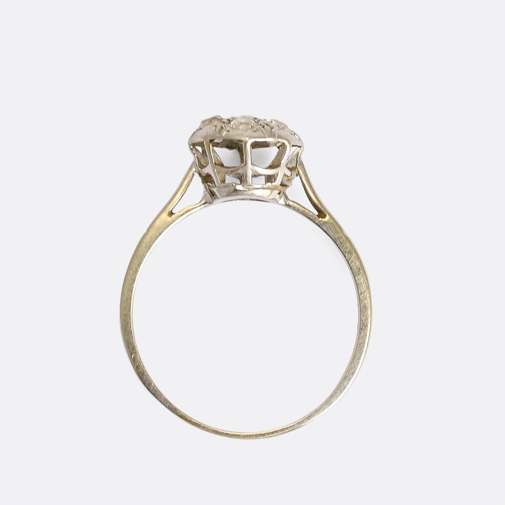 Edwardian Old Cut Diamond Round Cluster Ring