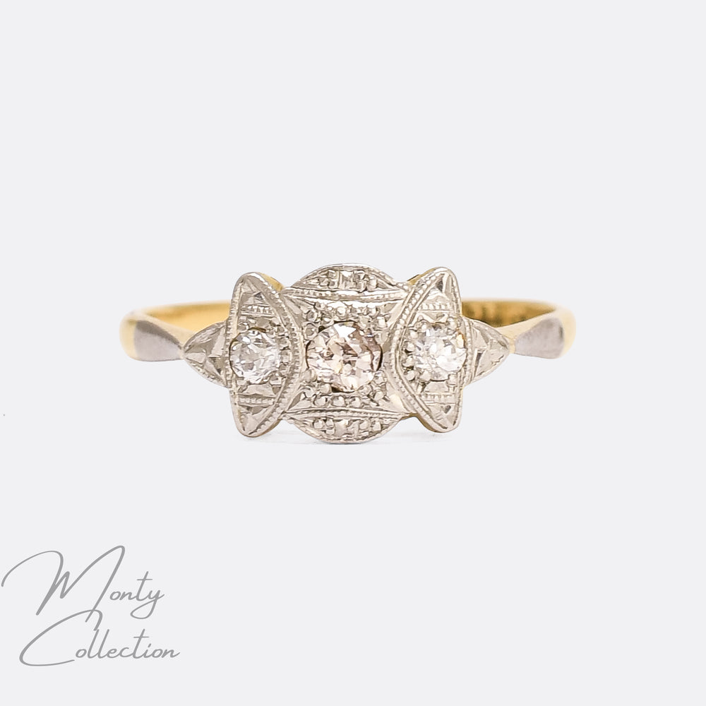 Edwardian Old Cut Diamond & Millegrain Cluster Ring