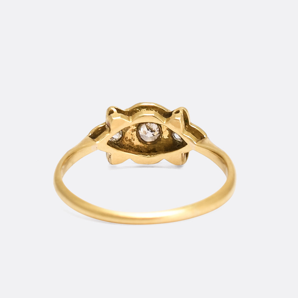 Edwardian Old Cut Diamond & Millegrain Cluster Ring