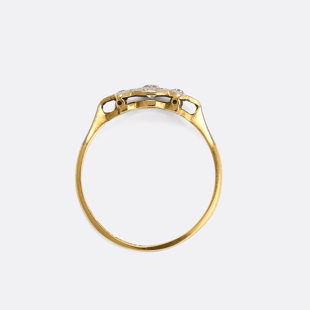 Edwardian Old Cut Diamond & Millegrain Cluster Ring