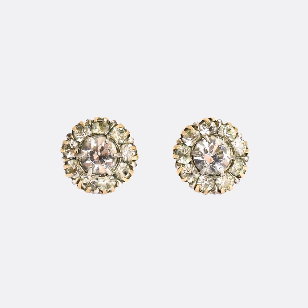 Edwardian Paste Flower Cluster Earrings
