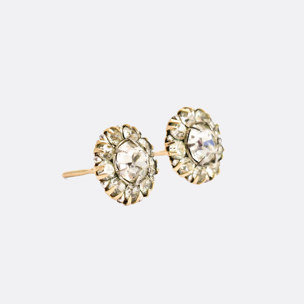 Edwardian Paste Flower Cluster Earrings