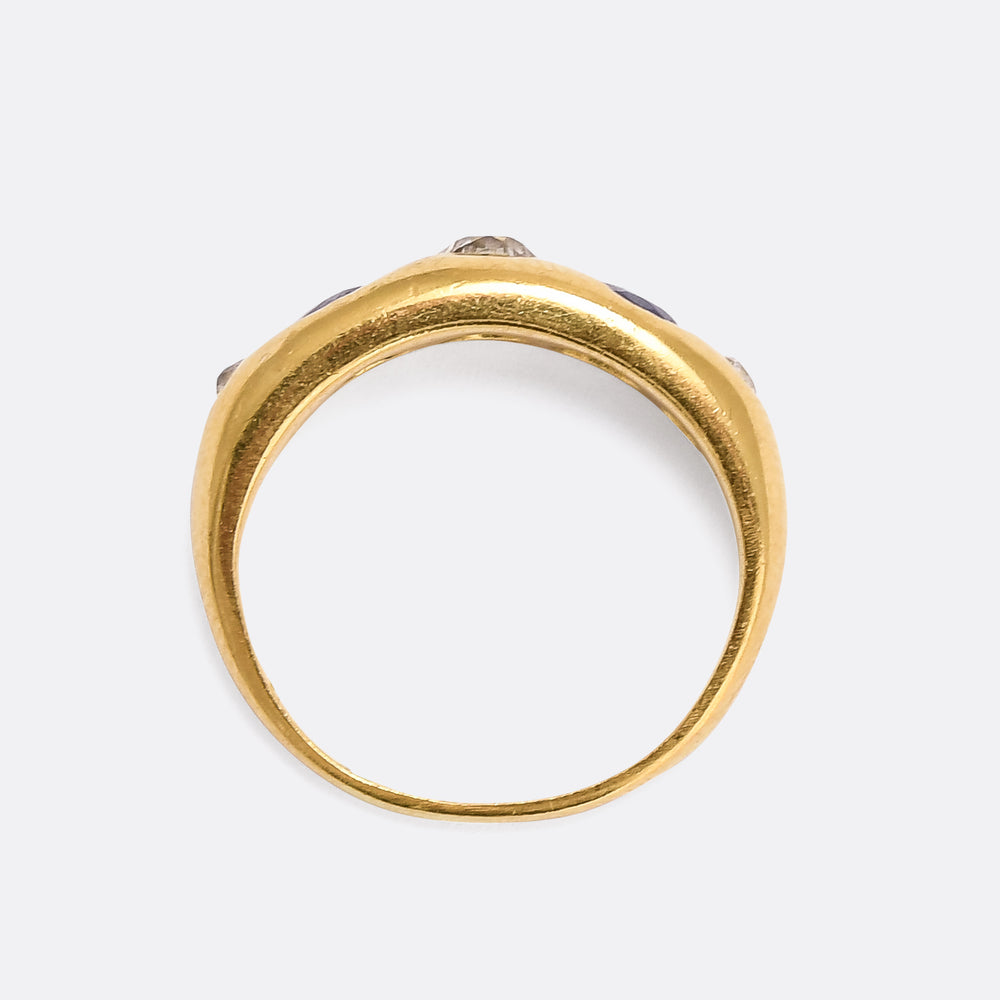 Edwardian Sapphire & Diamond 5-Stone Gypsy Band