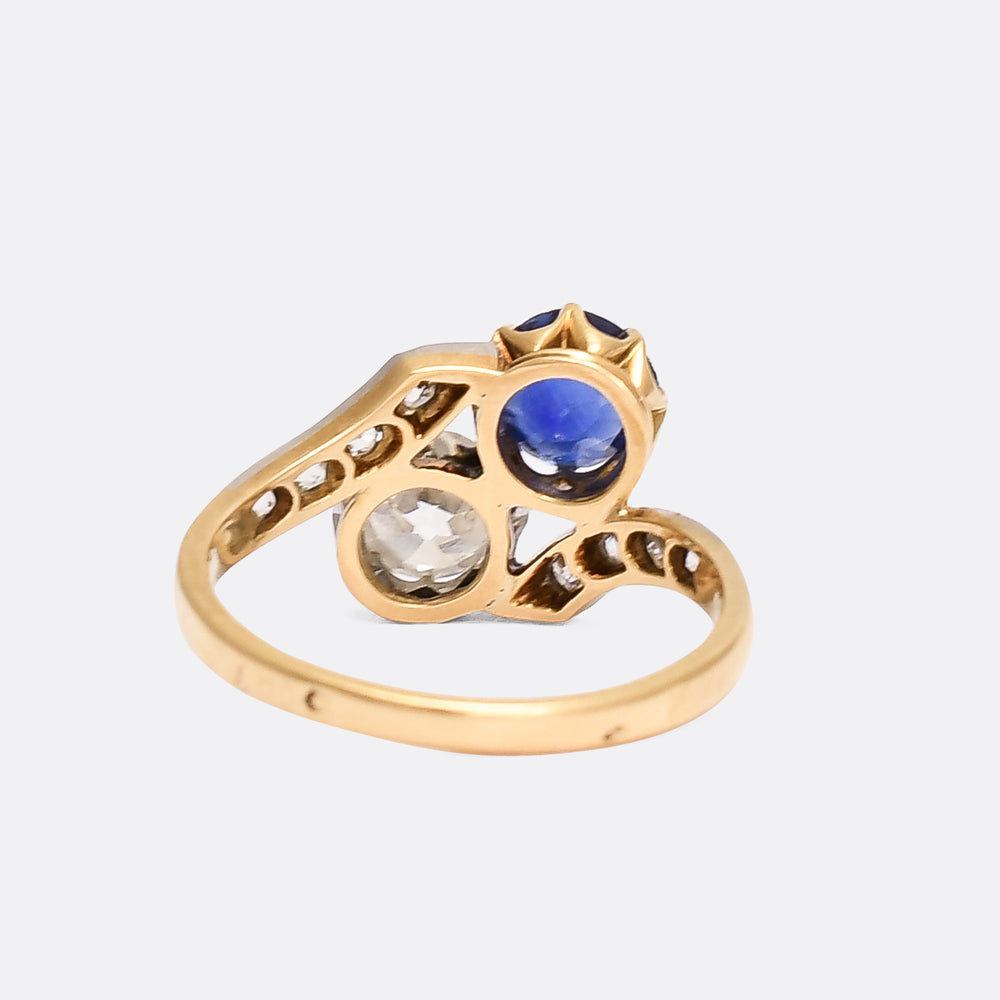 Edwardian Sapphire & Diamond Toi Et Moi Engagement Ring