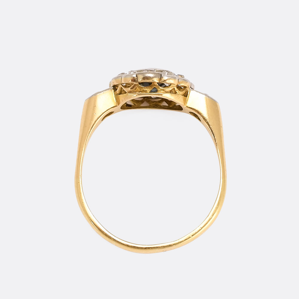 Edwardian Sapphire & Old Cut Diamond Daisy Ring