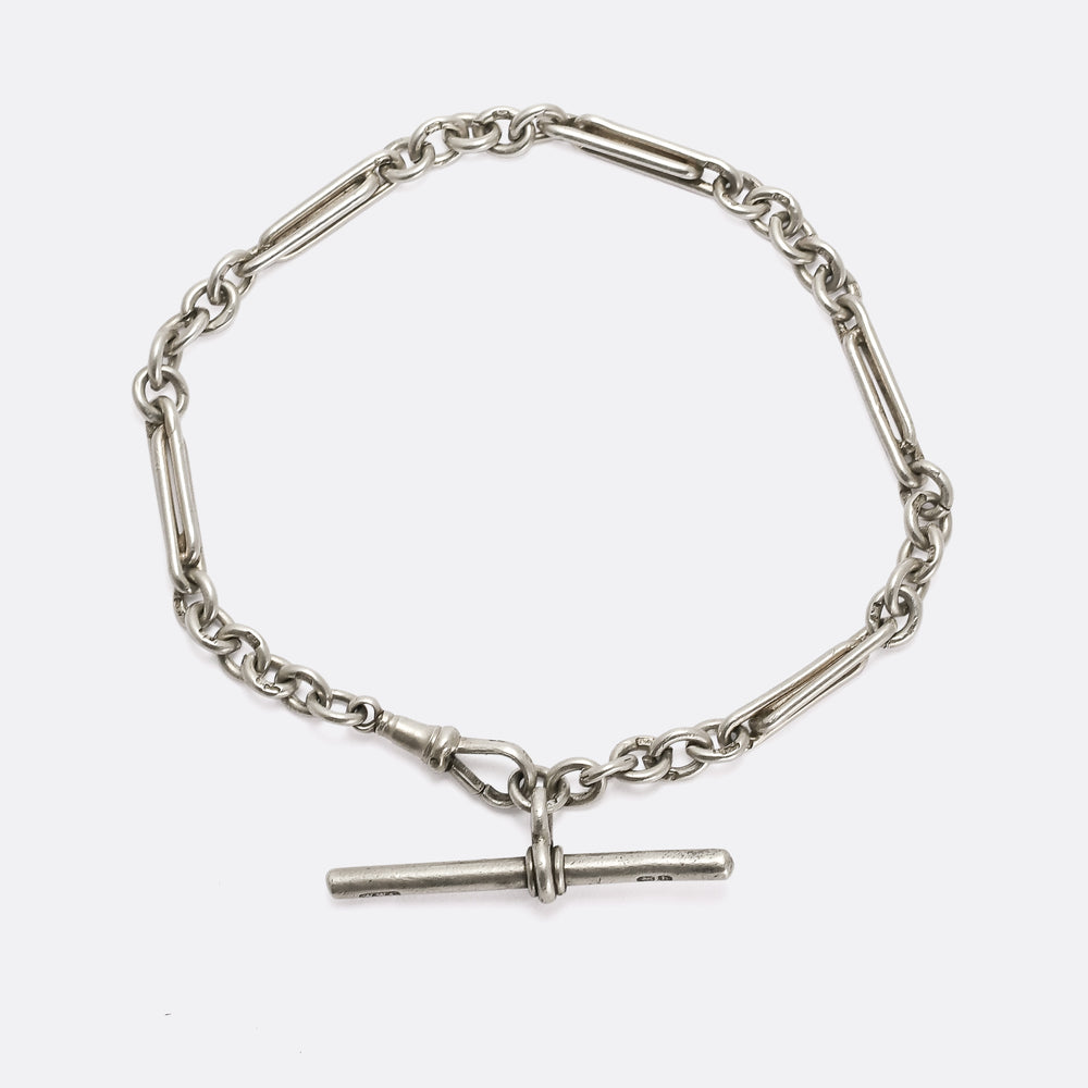 Edwardian Silver Trombone Link Bracelet
