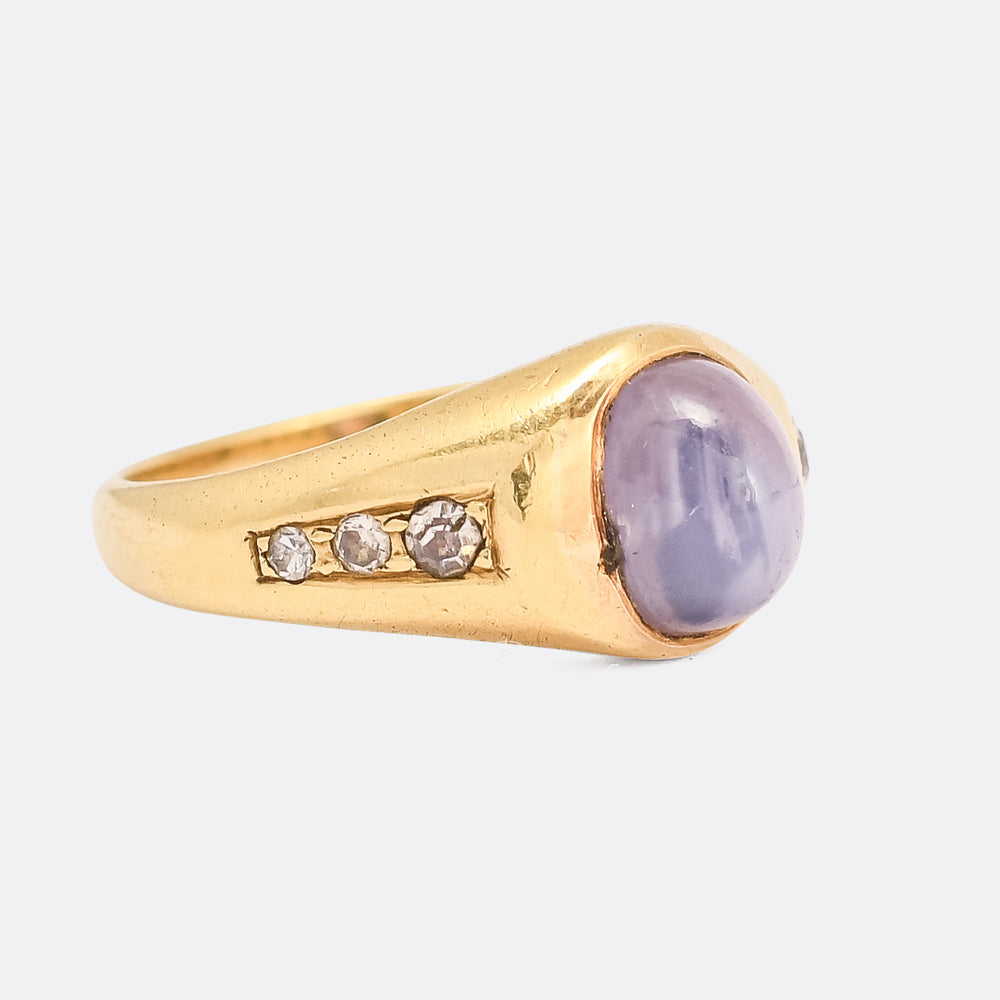 Edwardian Star Sapphire Signet Ring