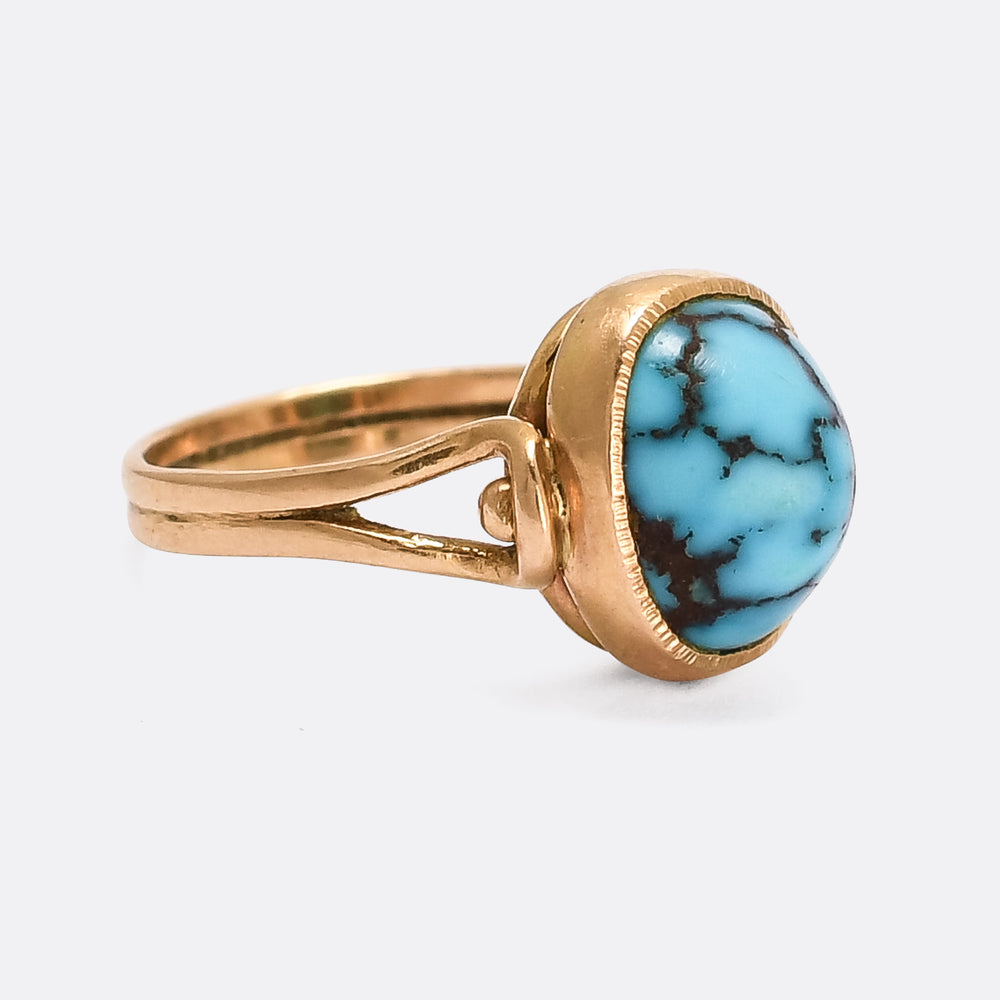 Edwardian Turquoise Matrix Solitaire Ring