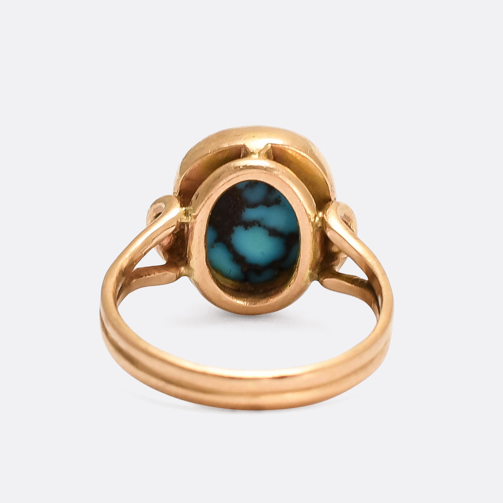 Edwardian Turquoise Matrix Solitaire Ring