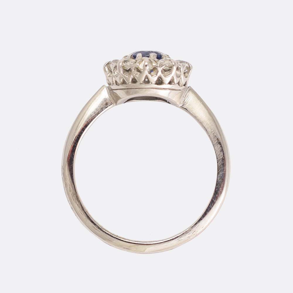 Edwardian Sapphire & Diamond Round Cluster Ring