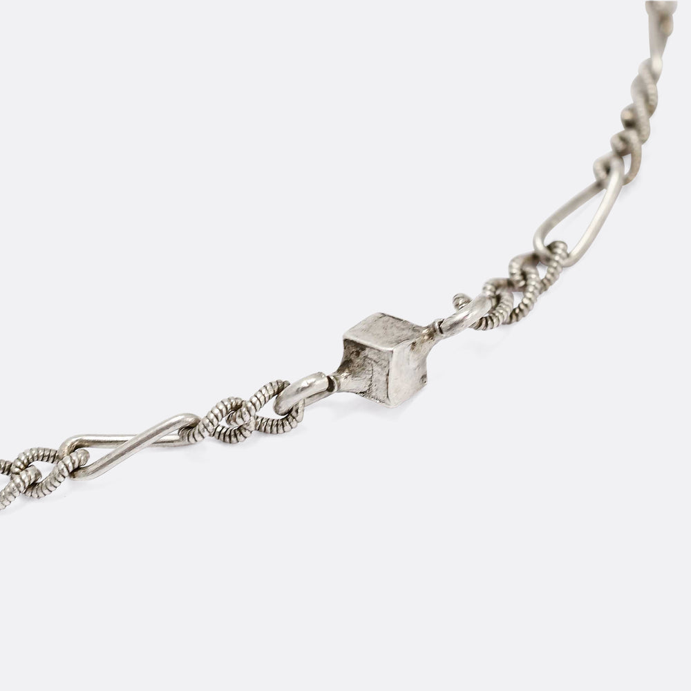 Edwardian 'Spheres & Cubes' Silver Guard Chain