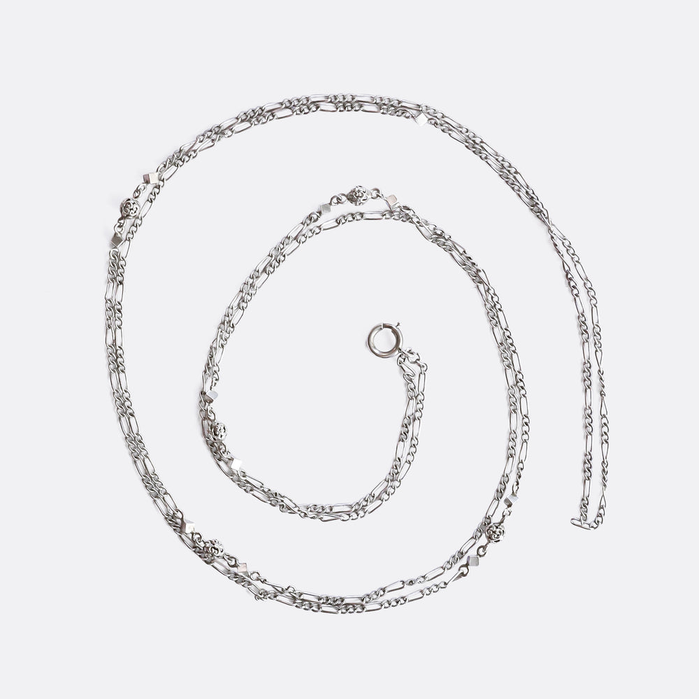 Edwardian 'Spheres & Cubes' Silver Guard Chain