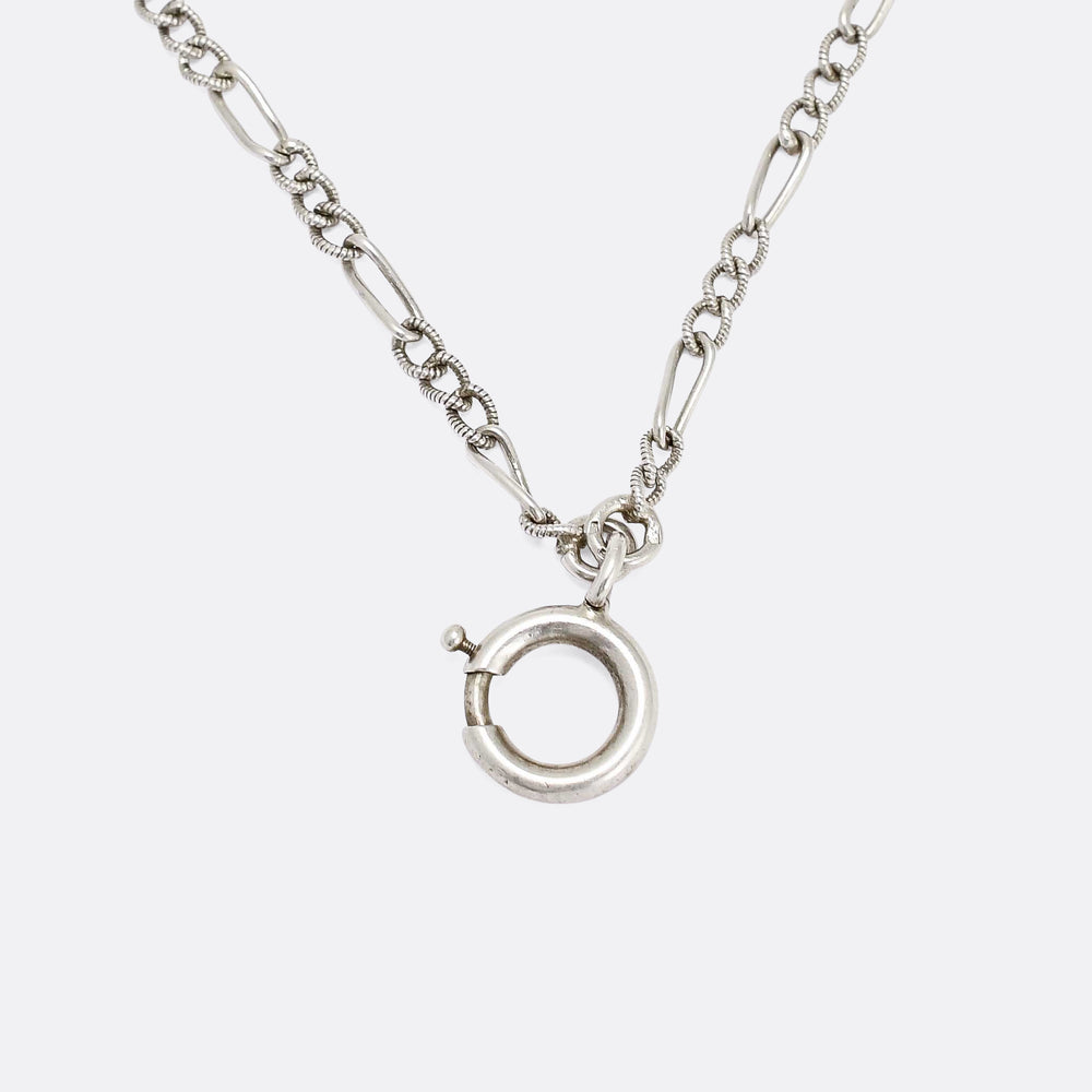 Edwardian 'Spheres & Cubes' Silver Guard Chain