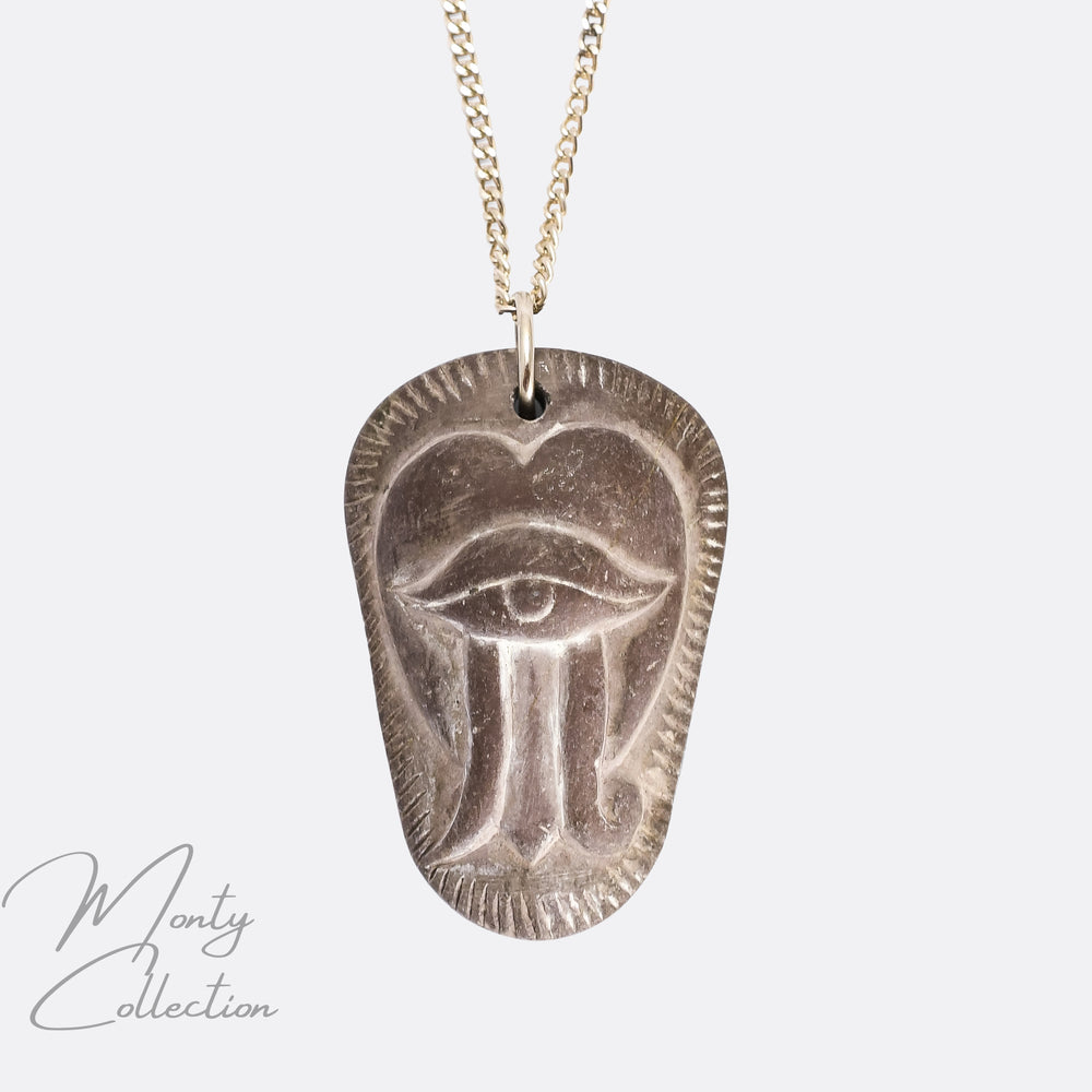 Egyptian Revival Eye of Horus Carved Stone Cameo Amulet