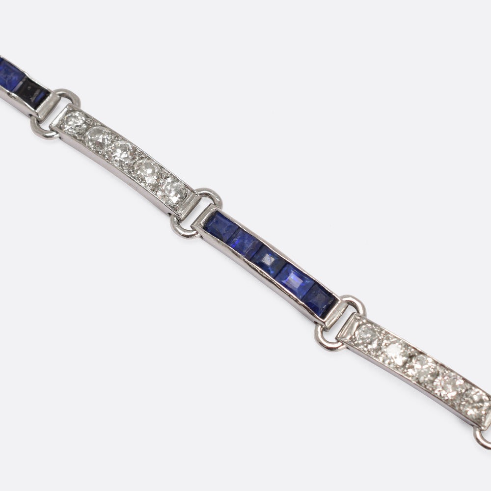 French Art Deco Sapphire & Diamond Bracelet