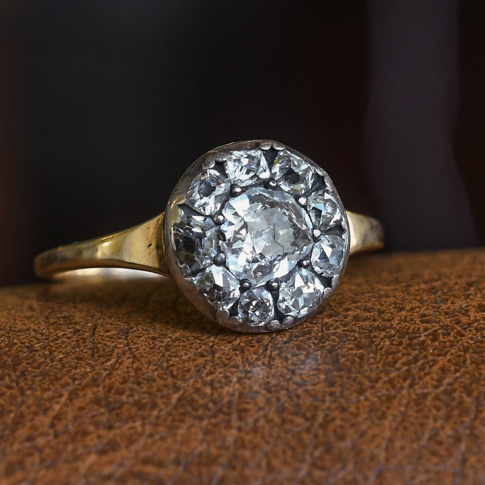 Georgian 0.74ct Old Cut Diamond Round Cluster Ring