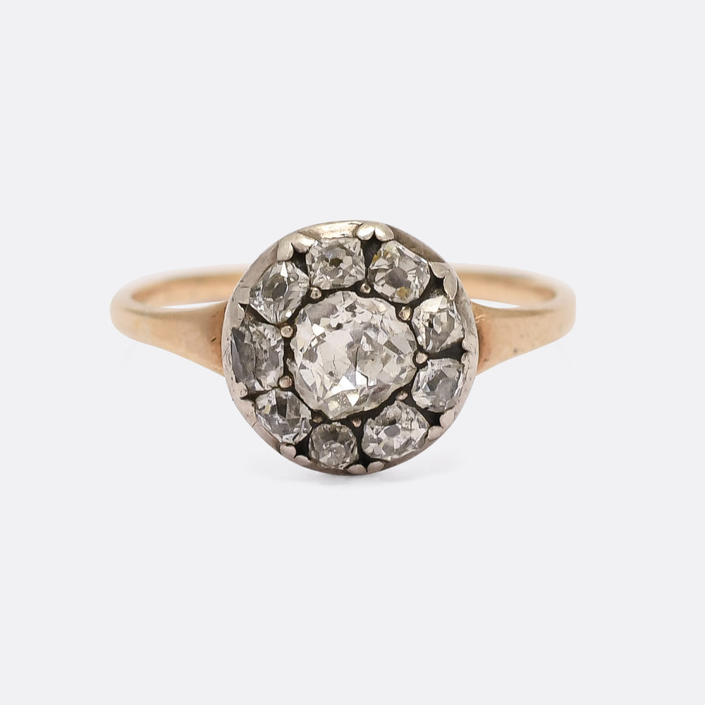 Georgian 0.74ct Old Cut Diamond Round Cluster Ring