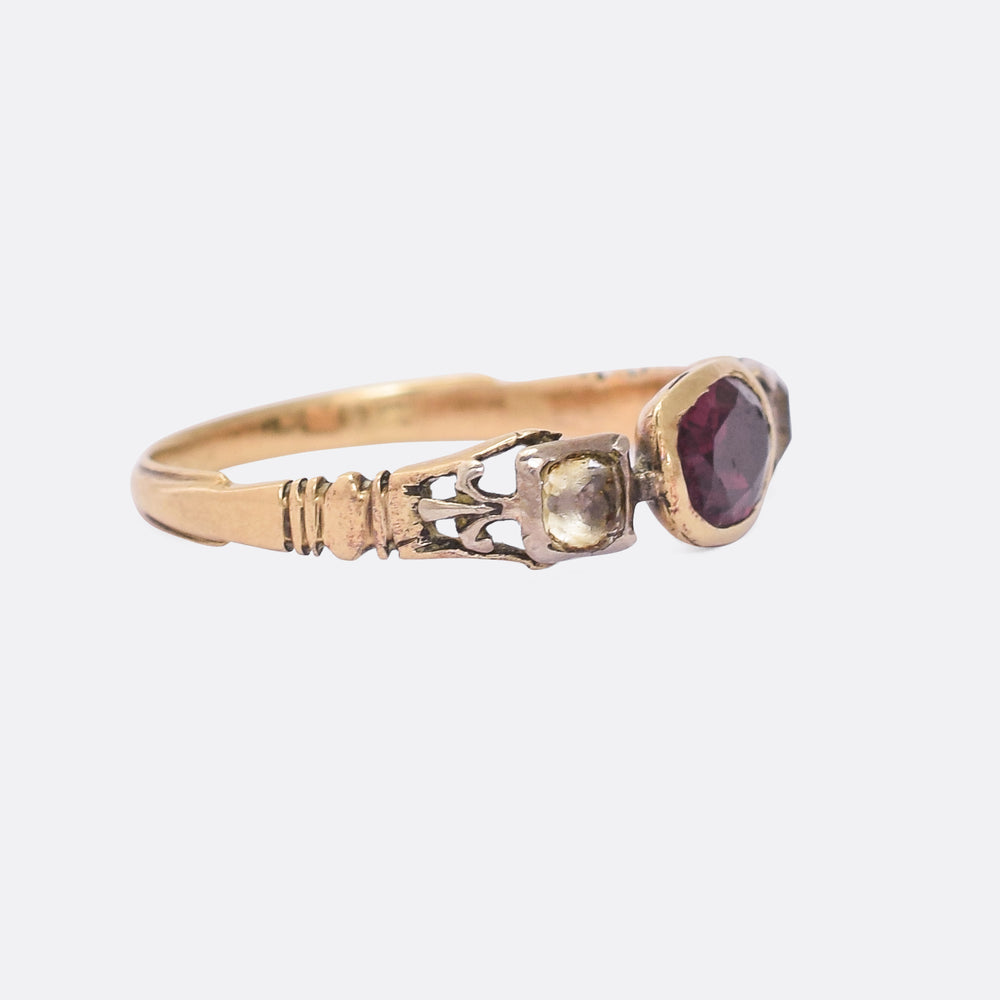 Georgian Almandine Garnet & White Paste Ring